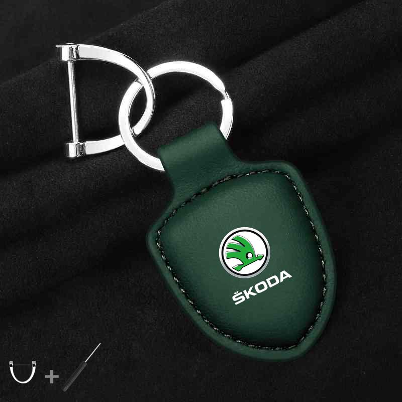 For Skoda Octavia Kodiaq Fabia Vrs Superb Karoq Yeti Rapid Accessories Car Shield Leather Keychain Key Ring Pendant Holder Gift xknz73