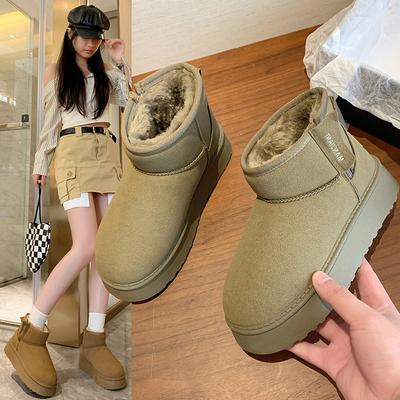 Женские теплые зимние ботинки на платформе, удобные зимние ботинки из искусственной замши, легкие нескользящие короткие ботинки с подкладкой из искусственного меха для женщин