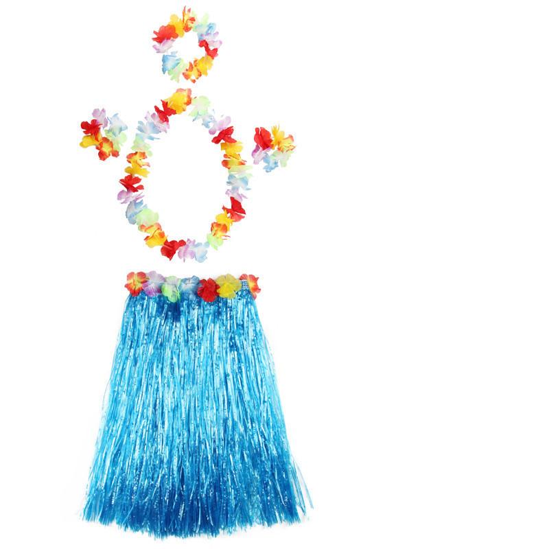 Милая детская гавайская юбка из травы хула лей с ярким цветком, браслет-гирлянда на запястье, маскарадный костюм для фестивалей и вечеринок