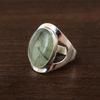 Handmade Oval Prehnite Ring, 925 Sterling Silver, Boho Statement Bold Jewelry for Men's