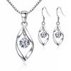 3pcs Necklace Earrings Set Ladies 925 Sterling Silver Color Wind Twisted Glass Diamond with Venice Chain Jewelry
