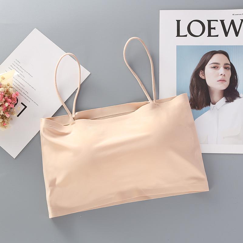 Ice Silk Seamless Bandeau: Women's Sports Camisole with Beautiful Back Design