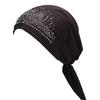 Cute Lady Rhinestone Muslim Turban Hat Chemo Cap Hair Loss Hijab Cap Cover EMA