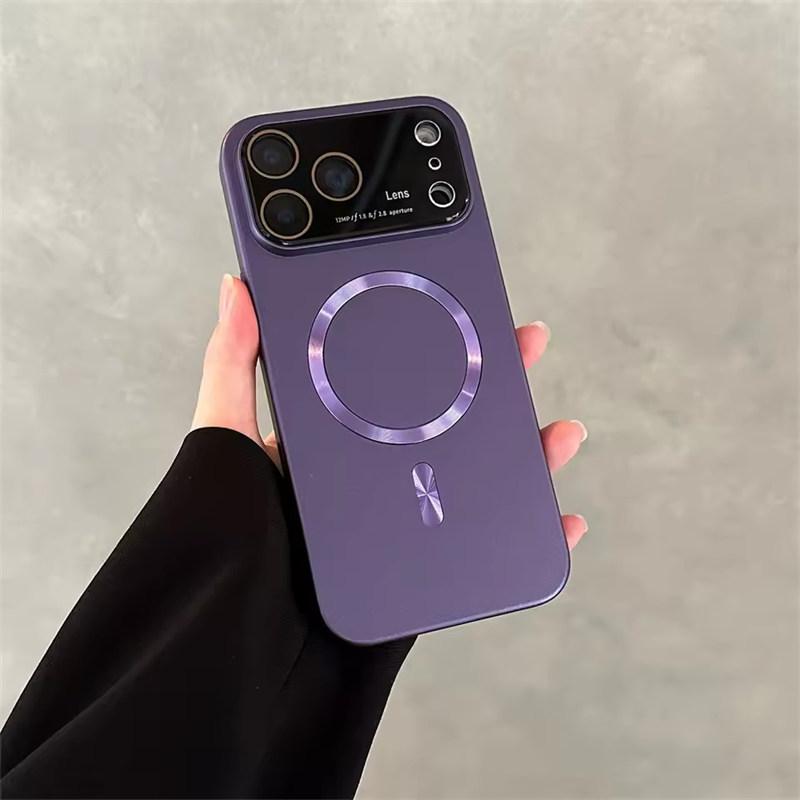 Для Magsafe Магнитный чехол с большим окном для iPhone 17 16 15 14 Pro Max Air Беспроводная зарядка Тонкий Матовый Ультратонкий ПК Бронированный чехол