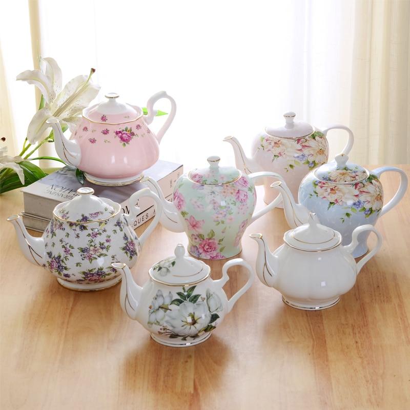 European Coffee Maker Bone China Office Kettle Afternoon Tea Pot Tea Set Large Ceramic Filter Teapot