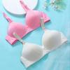Лисий бюстгальтер в сборе, женский бюстгальтер пуш-ап, розовый кружевной провод, свободный сбор, сексуальная чашка AB, тонкое удобное нижнее белье для груди