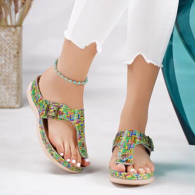 Модные большие размеры на танкетке Sandalias De Mujer Verano 2024 в римском стиле на платформе с нескользящей подошвой для отдыха, мягкие пляжные туфли, шлепанцы для женщин