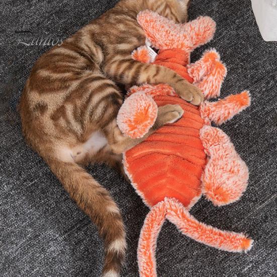 Интерактивная игрушка для собак "Лобстер" с USB-перезаряжаемыми режимами вибрации Игрушка для кошек Электрическая реалистичная виляющая игрушка-лобстер Кошачья мята Добавляется для снятия стресса