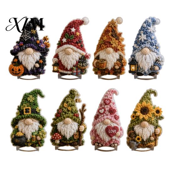 Stress Relief Art Activities Gnome Fabric Poke Kit, Festive Designs, DIY Craft Valentine Day Handmade Gifts Halloween Christmas Ornament
