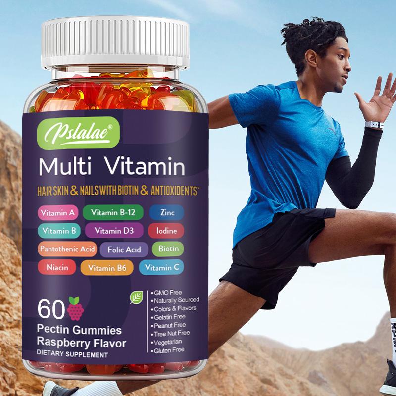 Biotin gummies, containing a mixture of vitamin B6, zinc, and iodine, 100 gummies, suitable for adults.