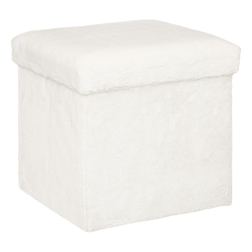 Small Upholstered White Ezzio Pouf