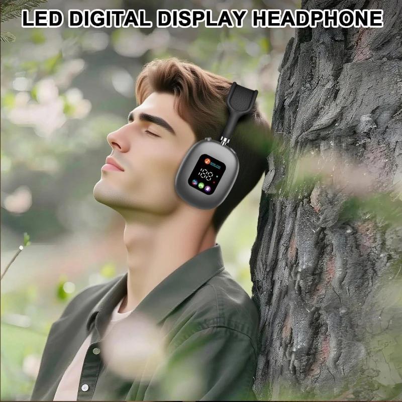 Hot-Selling Wireless Head-mounted Touch Screen Earphones Digital Display Screen Noise Cancellation Casque Bluetooth Headphones