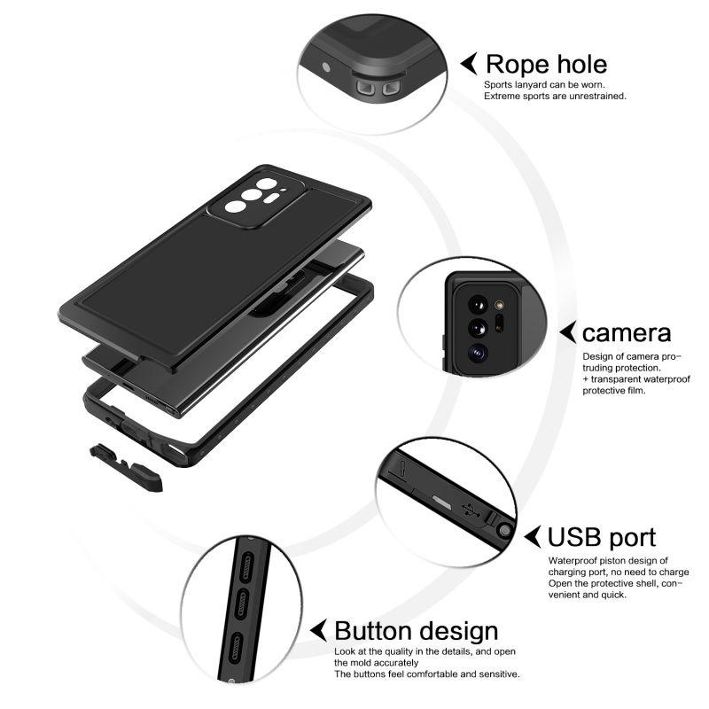 Водонепроницаемый чехол IP68 для дайвинга и плавания для Samsung Galaxy S23 S22 S21 Ultra S20 FE Plus S10 S9 S8 Note 20 Ultra Note10 Прочный чехол