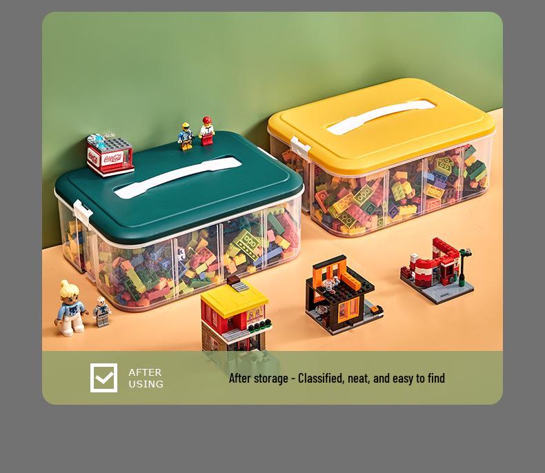 Large Transparent Toy Storage Box with Lid for Children's Building Blocks and Lego Organizer