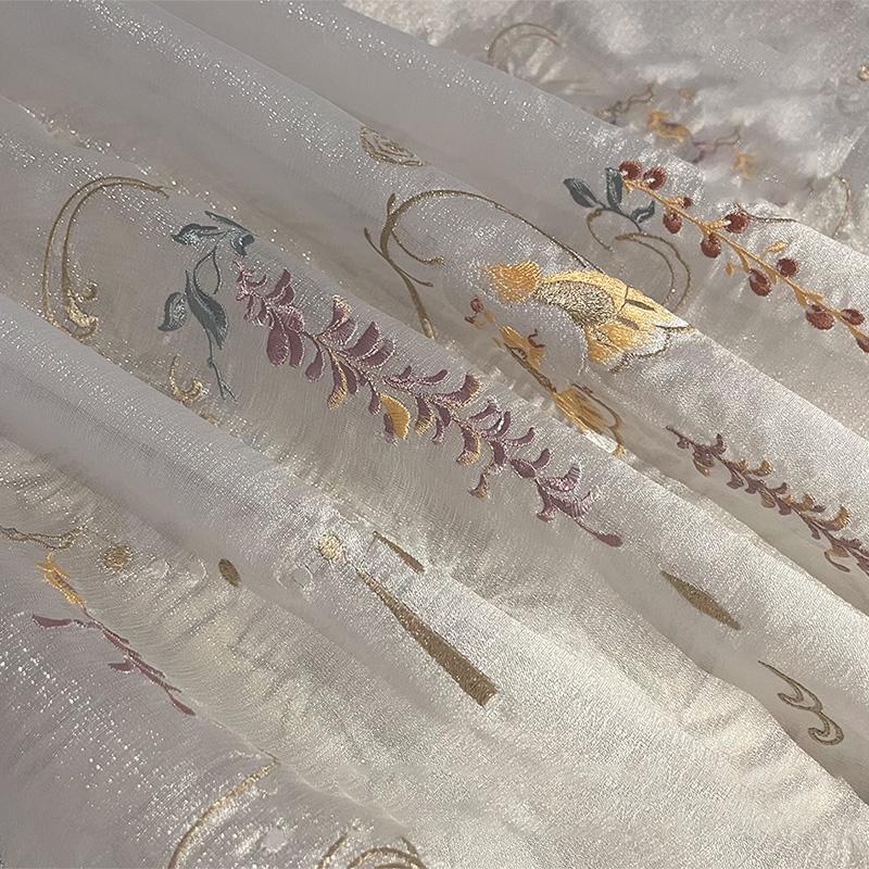 1/3/5M Древний Стиль Градиент Ткань Ханфу Кролик Глициния Напечатанный Шифон Вышитая Ткань Для Самостоятельного Шитья Костюм Платье Ханфу