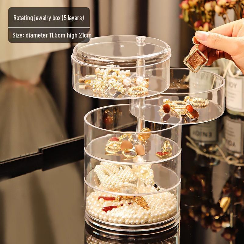 Прозрачный акриловый вращающийся органайзер для косметики и украшений