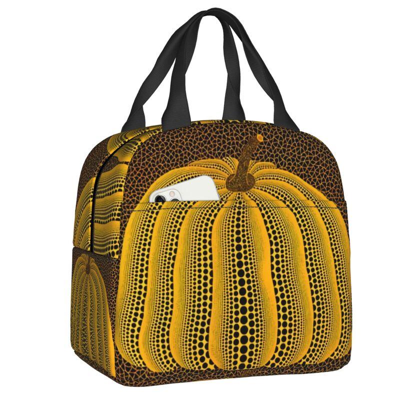 Custom Yayoi Kusama Abstract Art Insulated Lunch Bags for Women Resuable Thermal Cooler Food Lunch Box Kids School Children
