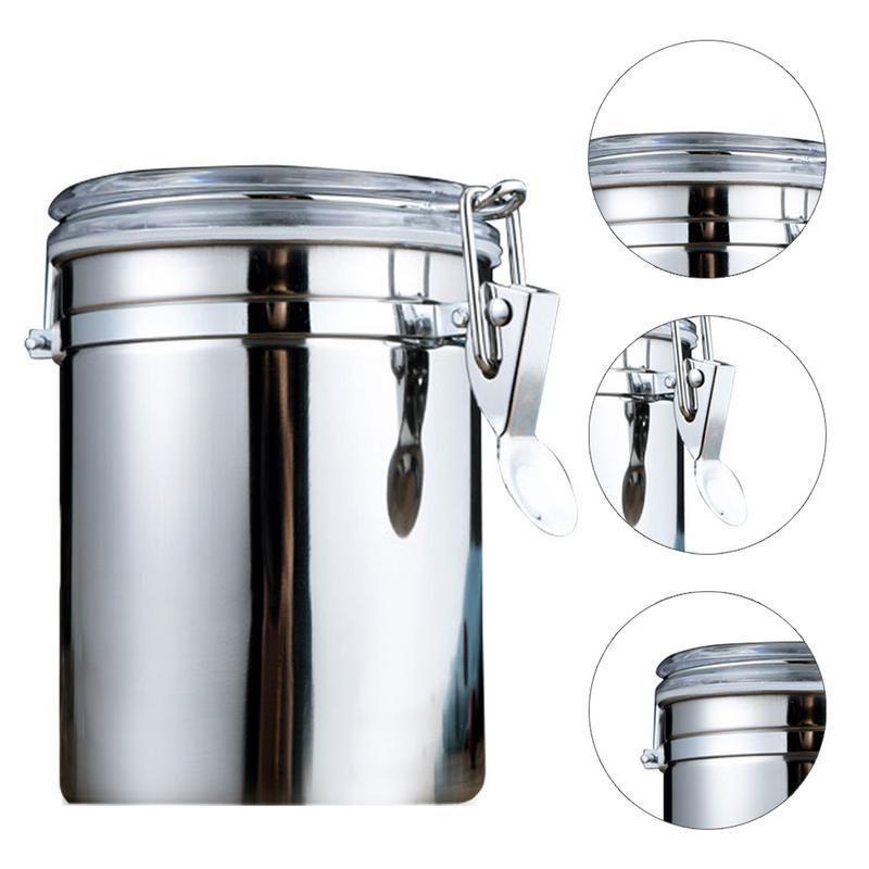 1PCS Storage Bottles Stainless Steel Sealed Canister Coffee Flour Sugar Container Holder Can Home St
