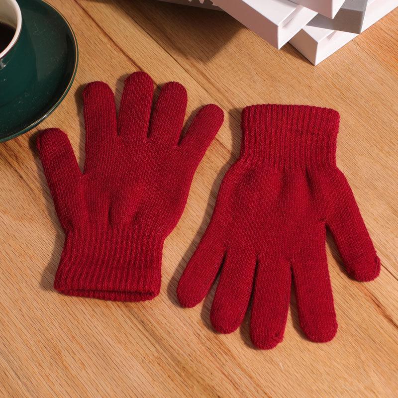 Перчатки для взрослых из шерсти с закрытыми пальцами — теплые, утолщенные, вязаные, однотонные, для осени и зимы