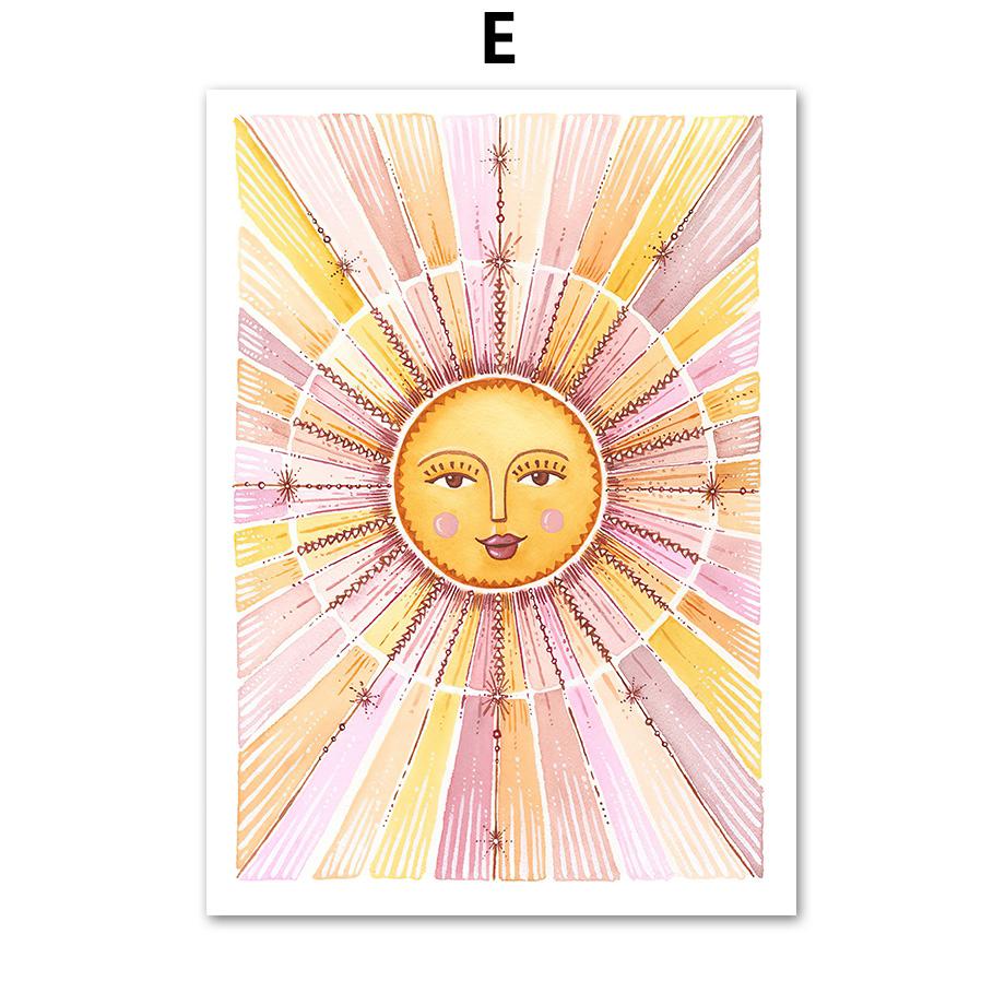 Boho Sun Cactus Banana Tree Женская леопардовая настенная живопись на холсте Плакаты на скандинавскую тему и принты настенные панно для декора гостиной