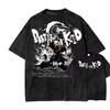 Soul Eater Death The Kid Graphic T-shirt Vintage Washed Anime Merch Harajuku Unisex Oversized Crew Neck Cotton Short Sleeve Tops