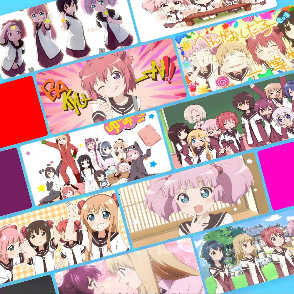 Cozy Yuru Yuri Animeseries Mouse Pad NonSlip Large Desk Mat Thick Stitched Edge Gaming Mousepad