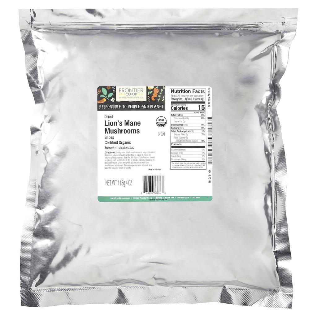 Frontier Co-Op, Органические сушеные грибы рога оленя, хлопья, 113 г(4 унции)