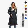 Multi-color Options Hooded Drawstring Waist Long Trench Coat for Women European and American Style Fashion Versatile Windproof Jacket