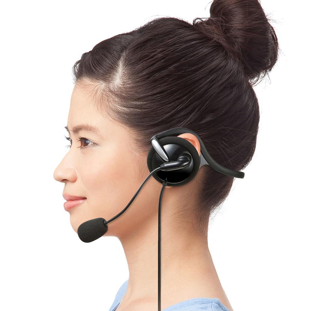 Sanwa Supply Wired Neckband Black MM-HSU05BK Headset, USB-A Connection, Type, Lightweight,