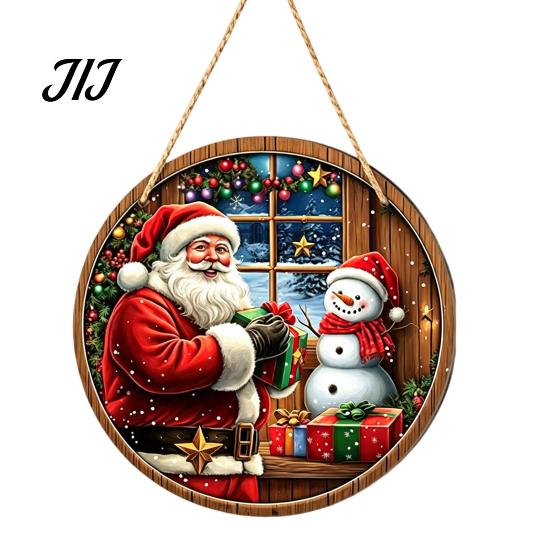 Christmas Gift For Friends Wooden Hanging Pendant, Festive Ornaments with Hemp Rope for Tree Fireplace Wall Window Decoration, Santa Claus/Gingerbread
