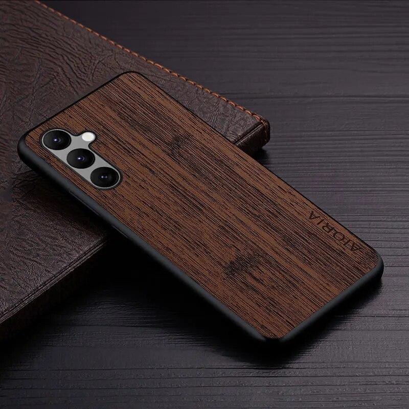 Case for Samsung Galaxy A14 A15 A25 A35 A24 A34 A54 Funda Bamboo Wood Pattern Leather Cover Luxury Coque for Samsung A54 Case