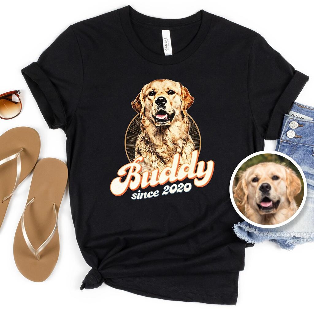Custom Pet Photo T-Shirt and kids shirt: Vintage Style Dog Mom Gift