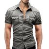 Men's Solid Color Short-sleeved Lapel Denim Shirt Casual Large Size Designer Shirt