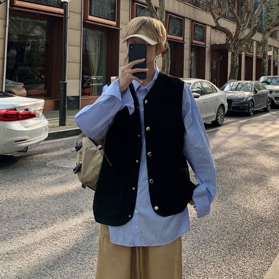 Мужской жилет-карго без рукавов, однобортный дизайн с карманами, спортивный однотонный жилет, уличная уличная одежда