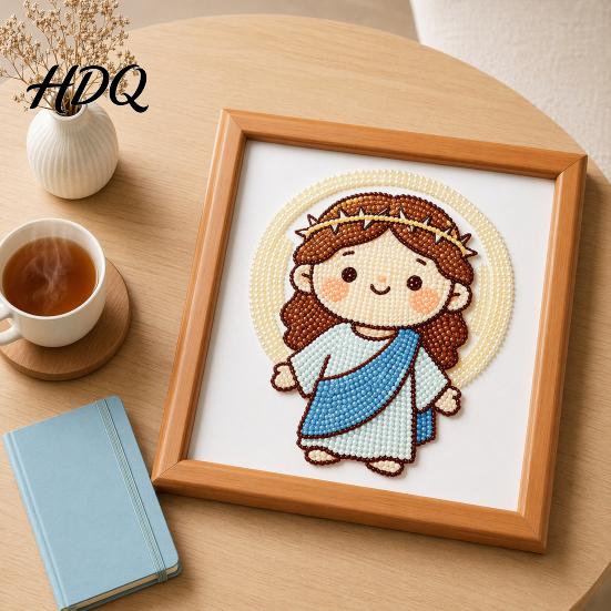 Beginner Faux Pearl Art Set Jesus Painting Kit DIY Handmade Rhinestone Faith-themed