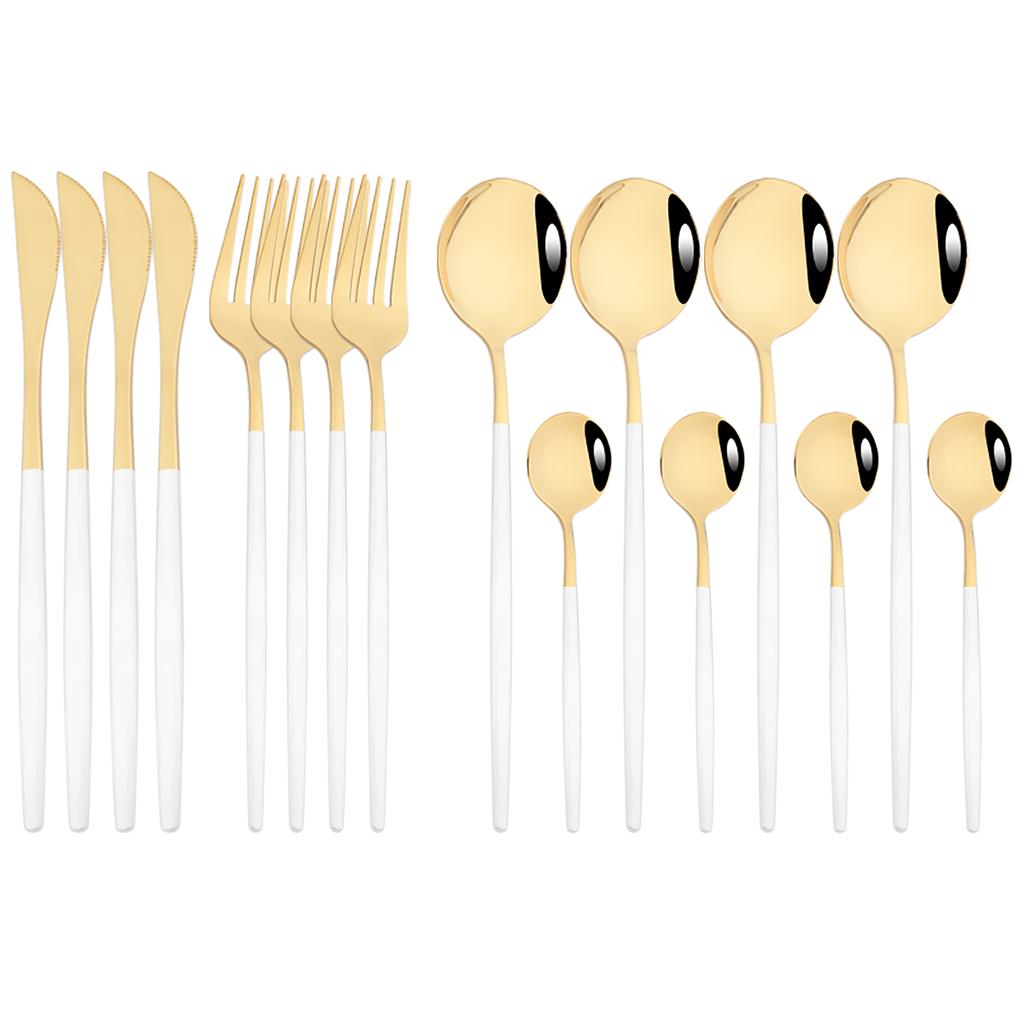 16 предметов столовой посуды, набор столовых приборов из черного золота, набор столовых приборов из нержавеющей стали, вилка, нож, чайная ложка, столовое серебро, набор кухонных столовых приборов