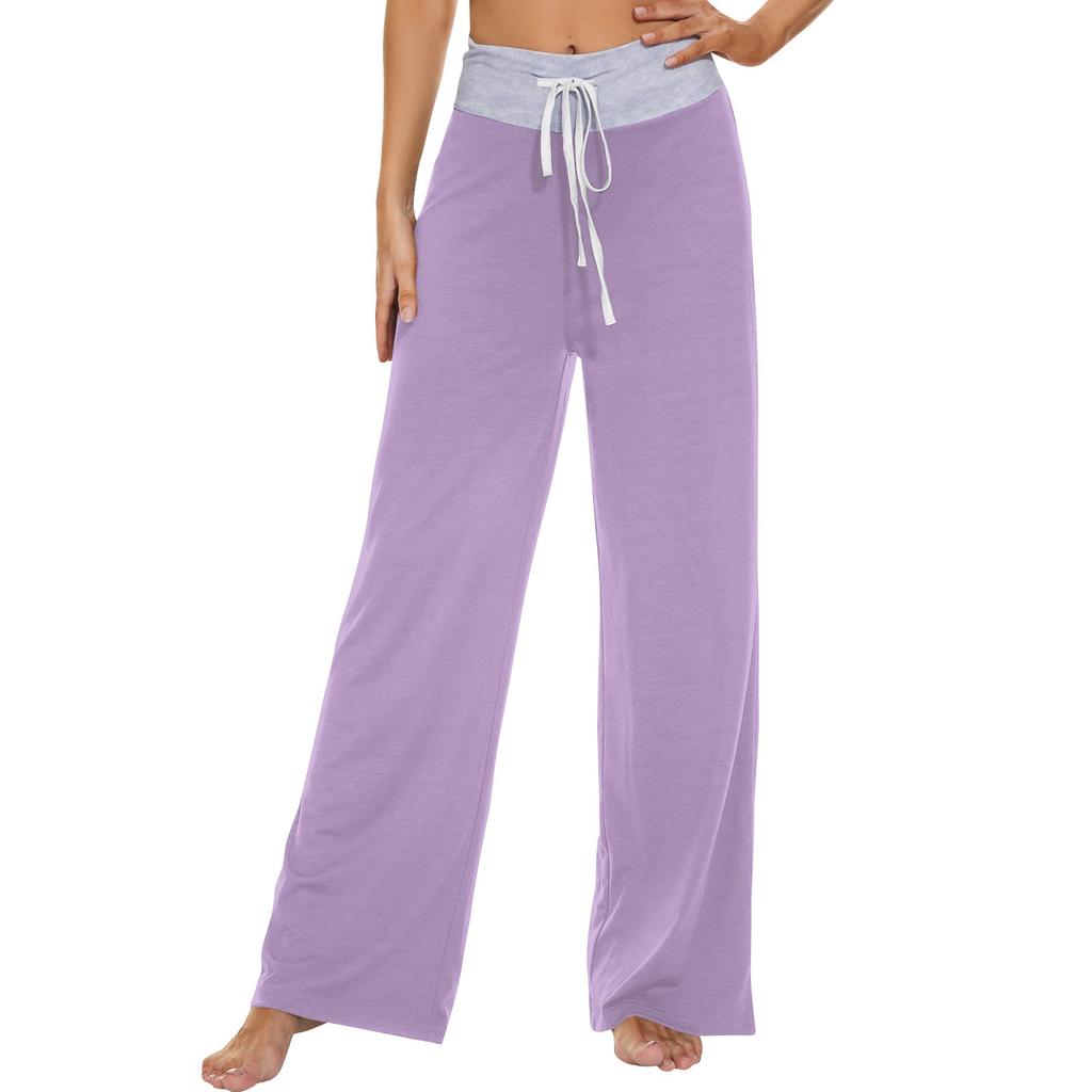 Women's Fashion Casual Comfortable Pajama Pants Printed Drawstring Wide Leg Pants Trousers