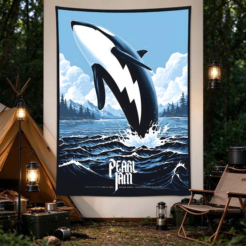 Pearl Jam Vancouver 2024 Orca Whale Blue Ocean Concert Poster Art