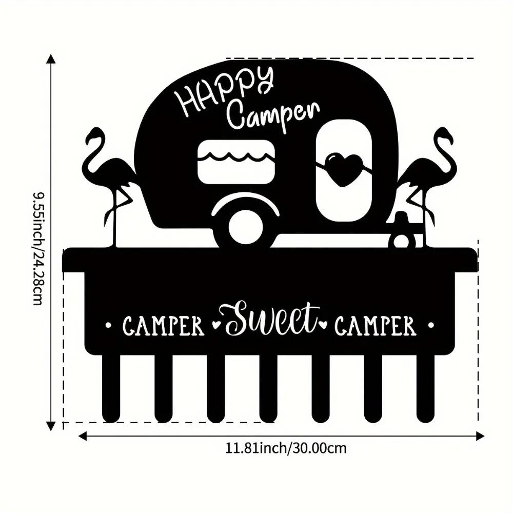 1шт держатель для ключей настенный, держатель для ключей Camper для настенной декоративной металлической вешалки для ключей с 7 крючками