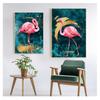 Золотой фламинго, синее море, фотопринт, картина с изображением животных, современный настенный художественный постер, украшение для дома 4-67, скандинавская картина на холсте, романтическая