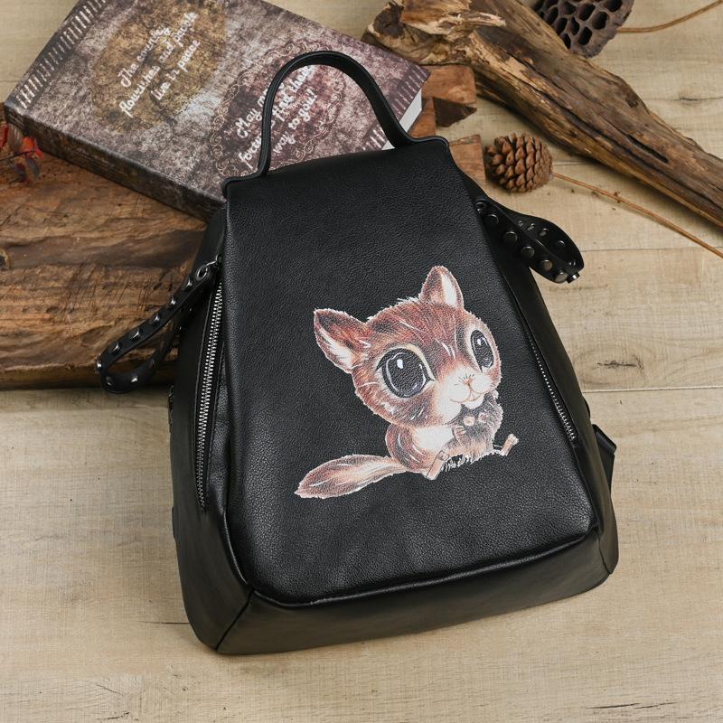 Johnature Женский рюкзак из натуральной кожи в стиле ретро, ​​ручная роспись, натуральная сумка из натуральной яловой кожи, дорожные рюкзаки большой емкости