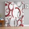 Геометрические круги с кистью для рисования, красные, серые, занавески для спальни, тюль, прозрачная занавеска для гостиной, домашний декор, вуаль, шторы