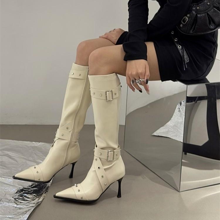 Western cowboy boots women's autumn new European and American spice girls style pointed head willow high heel long fashion boots women
