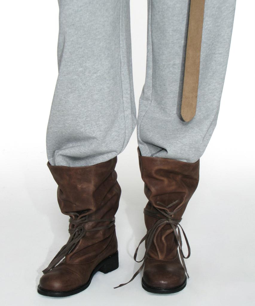 Partimento Women Rough Lace-Up Slouch Boots_Brown