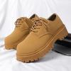 Men's Big Head Derby Shoes Senior Sense Round Head Thick Soles Increase Leather Shoes Non-slip Wear Outdoor Shoes