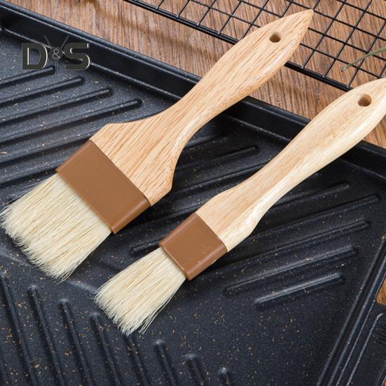 Пищевая деревянная ручка, щетка для барбекю, устойчивая к высоким температурам щетина, устойчивая к масляному покрытию, щетка для гриля, инструмент для выпечки