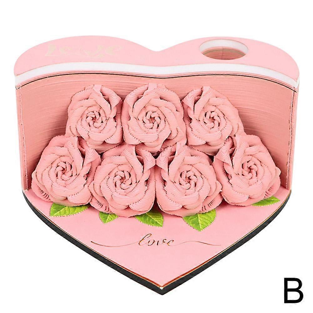 3D Memo Paper Love Rose Paper Carving Calendar 2025