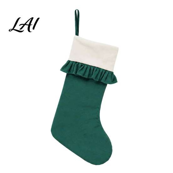 Reusable Holiday Treat Bags Large Ruffled Cuff Christmas Stockings Thick Xmas Gift Sack with Hanging Polyester Ornaments Rope Fireplace Candy