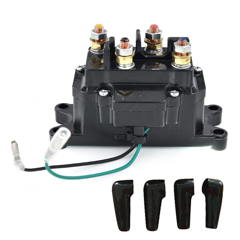 12V 250A Winch Solenoid Relays Contactors Thumb Truck for ATV Truck 5000-7000lbs with 6 Protecting Caps