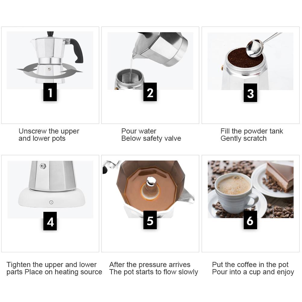 150 300ML Aluminum Coffee Maker Espresso Coffee Pot Metal Coffee Maker